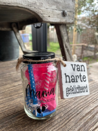 Zwanger; Potje + houten label (van harte gefeliciteerd) MAMA IN THE MAKING