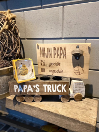 Papa's truck + tekstbordje mijn papa + glas Papa