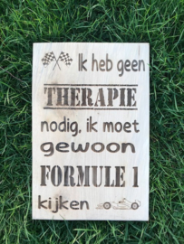 Tekstbordje Formule 1 Therapie