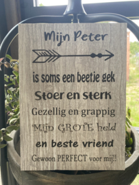 Tekstbordje mijn Peter