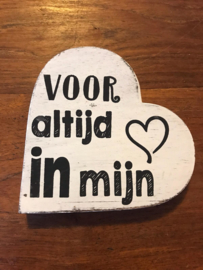 teksthart voor altijd in mijn hart antique white