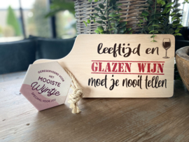 Cadeaupakket Serveerplankje 34,5 cm Leeftijd + onderzetter het mooiste wijntje