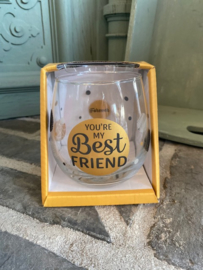 Wijn-waterglas met tekst YOU'RE MY BEST FRIEND