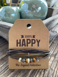 Leren armbandje 100 % happy