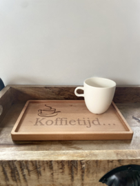 Serveertray - Dienblad - Koffie - Rechthoek - Hout - 28x17x1,8 cm