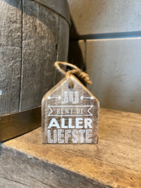 houten hanger jij bent de allerliefste