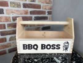 Houten gereedschapskist BBQ BOSS - Achterkant Tekst BBQ TIMER  - 420 mm x 260 mm x 210 mm