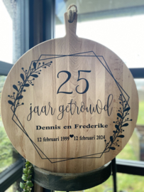 Serveerplank rond - 25 jaar getrouwd - rand