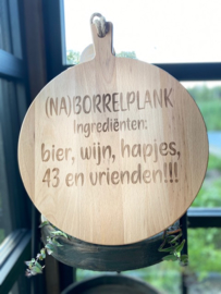 Borrelplank rond met tekst - 35 cm