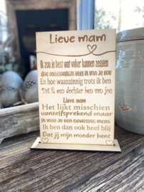 Tekstbordje Lieve mam