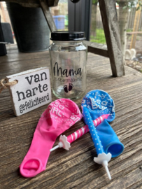 Zwanger; Potje + houten label (van harte gefeliciteerd) MAMA IN THE MAKING