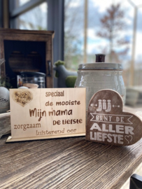 Cadeaupakket Mijn mama (speciaal) + teksthart natural allerliefste