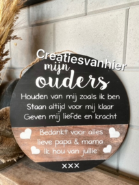 Tekstbord rond/groot mijn ouders