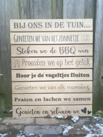 Wandbord - Tuinbord - Muurdecoratie buiten - Bij ons in de tuin