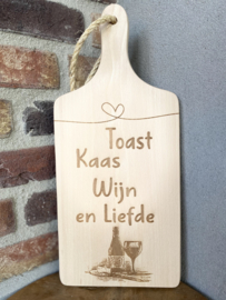 Serveerplankje 34,5 cm Toast, Kaas, Wijn en Liefde