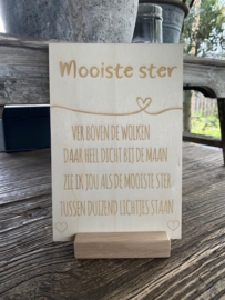 Tekstbordje mooiste ster