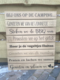 Wandbord - Tuinbord - Muurdecoratie buiten - Bij ons op de camping