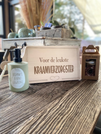 Plankje kraamverzorgster + zeeppompje bedankt je bent geweldig + giftset soap Croatian blossom