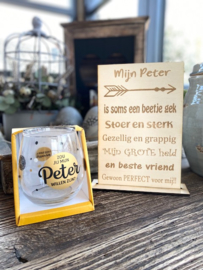 Cadeaupakket Mijn Peter + waterwijnglas goud