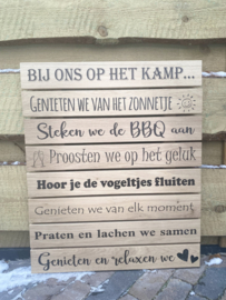 Wandbord - Tuinbord - Muurdecoratie buiten - Bij ons op het kamp