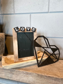 Decoratie-set houten schaal / fotolijstje LOVE / Houten geometrisch hart