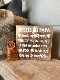 Cadeaupakket papa - vader / Tekstblok 15 cm Regels bij papa + sleutelhanger The original best dad