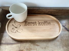 Serveertray - Dienblad - Koffie - Ovaal - Hout - 32x17x1,8 cm