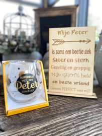 Cadeaupakket Mijn Peter + waterwijnglas zwart