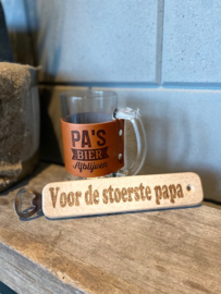 Bierbul Pa's bier Afblijven + flessenopener Voor de stoerste papa