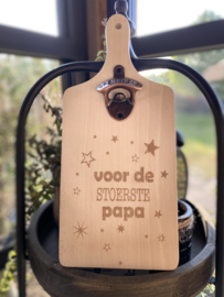 Serveerplankje 35 cm Voor de stoerste papa inclusief opener