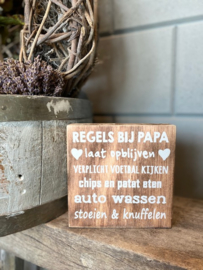 Tekstblok REGELS BIJ PAPA