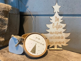 Kerstboompje  de liefste mensen sierlijk/ster + zeepje in doos met de tekst It's the most happiest season of all