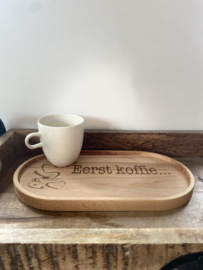 Serveertray - Dienblad - Koffie - Ovaal - Hout - 32x17x1,8 cm