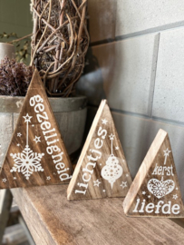 Kerstboompjes set van 3 - driehoek met kerstwens