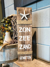 Tekstbord Zon zee zand