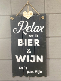 Tekstbord Relax Bier & Wijn black