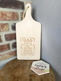 Cadeaupakket serveerplankje 34,5 cm Dad + onderzetter keramiek papa's biertje