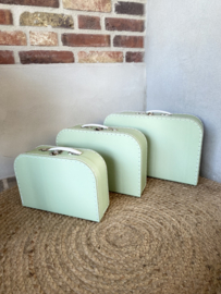 Set van 3 koffertjes karton groen met opdruk