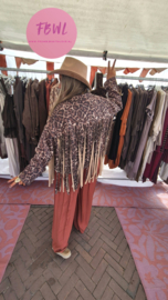 Suedine leopard fringe jacket