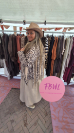 Suedine leopard fringe jacket