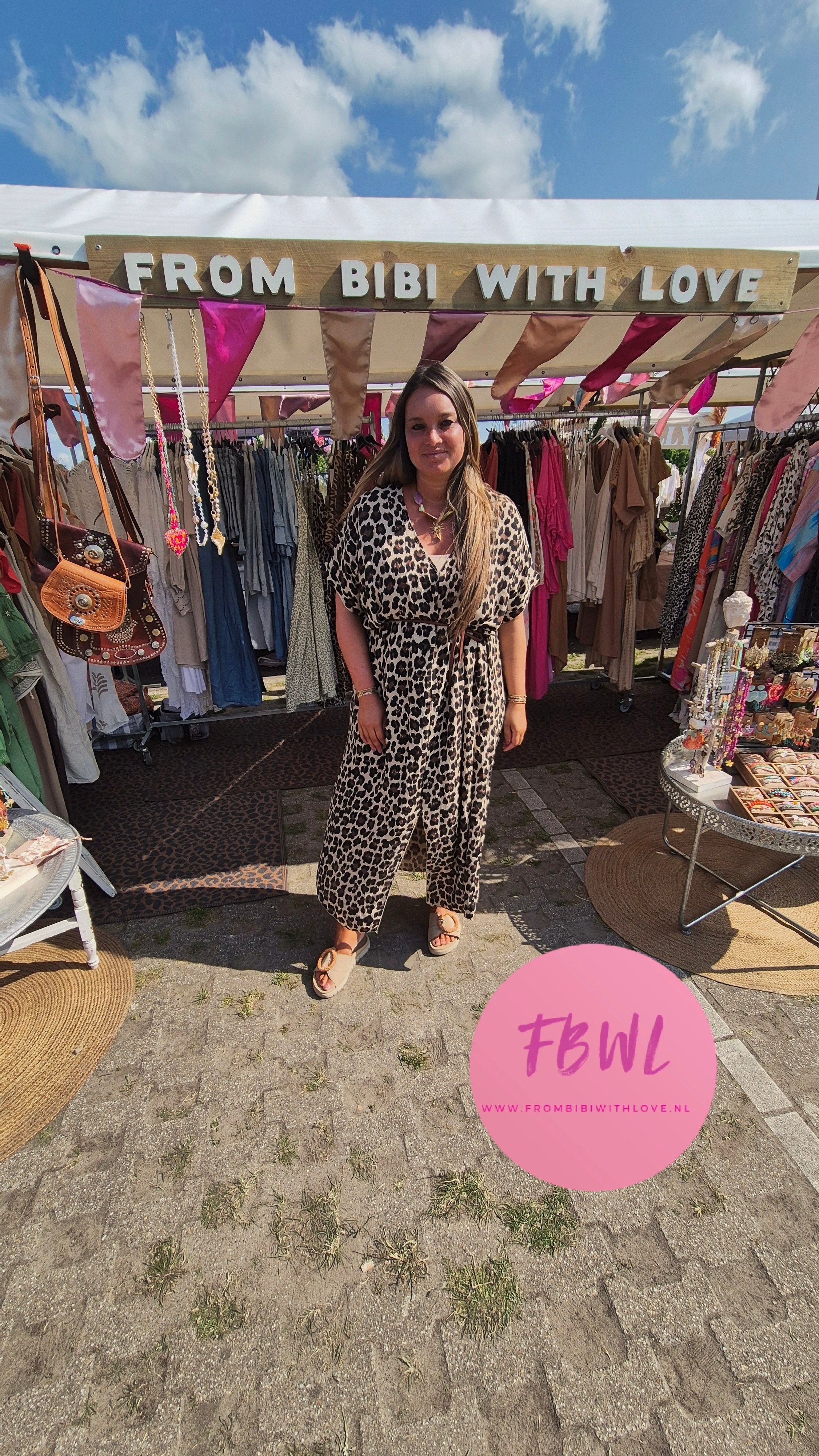 Leopard dress met leren koordje