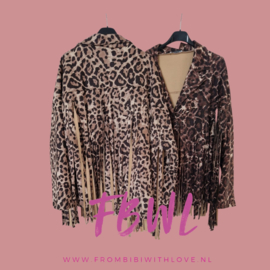 Suedine leopard fringe jacket