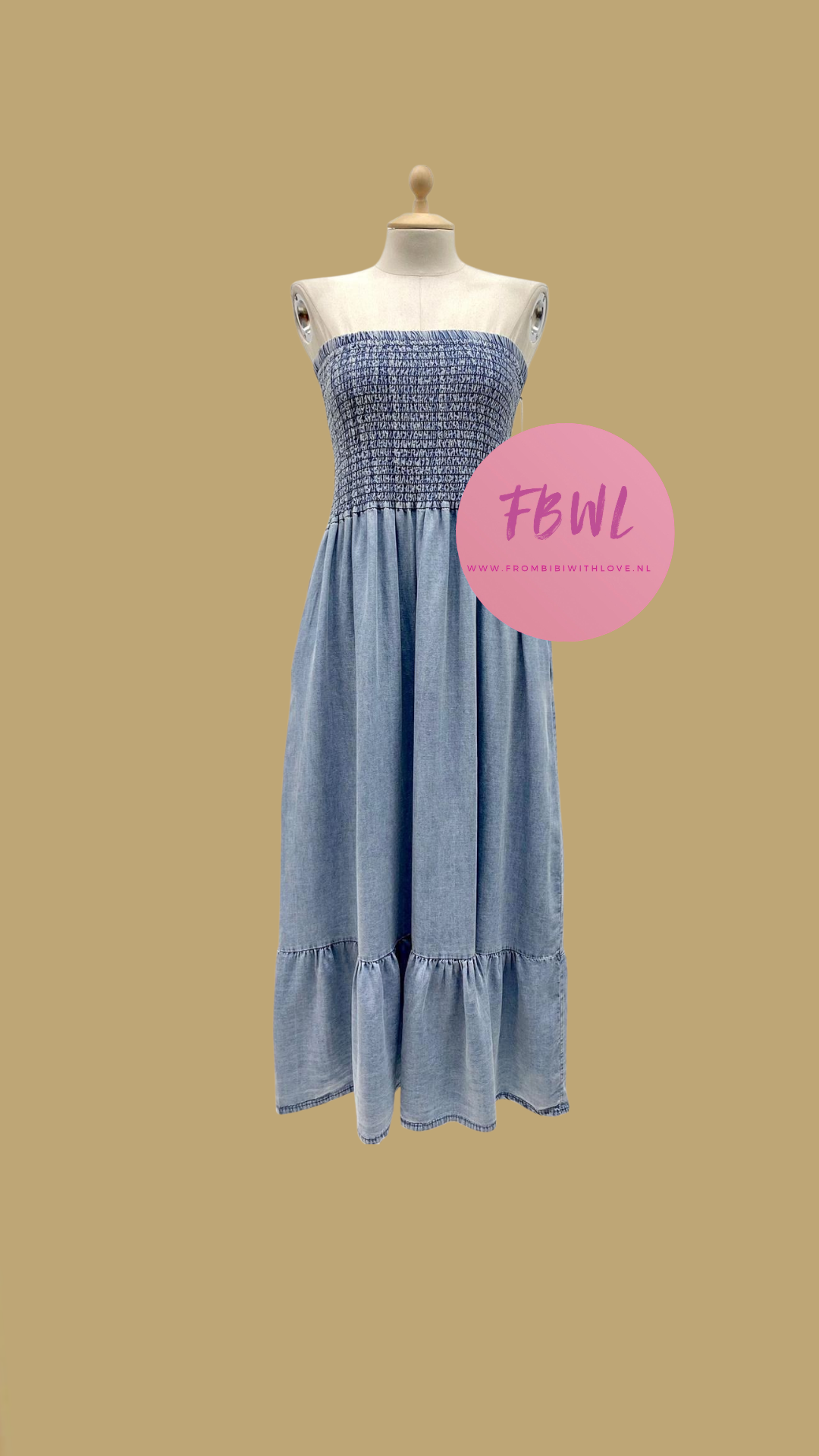 Jeansjurk strapless