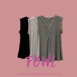 Basic topje kant/tricot