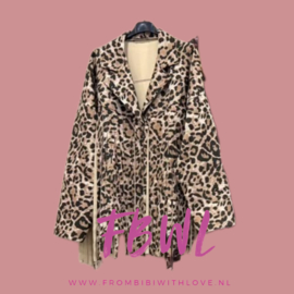 Suedine leopard fringe jacket