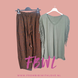 Leopard green broek