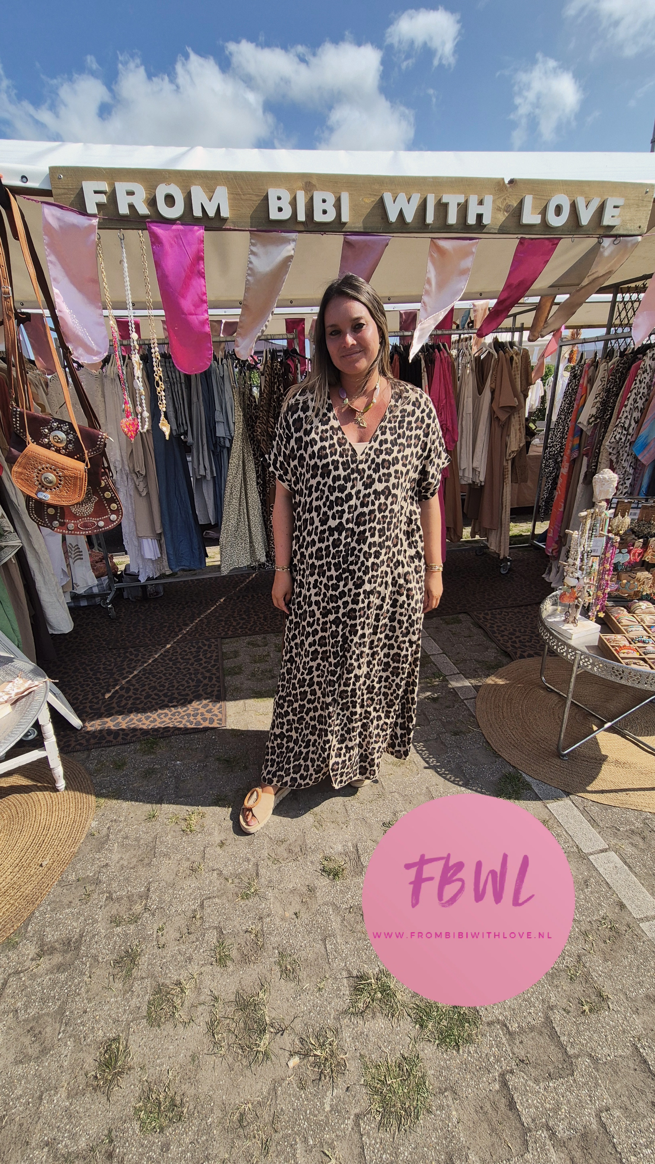 Leopard dress met leren koordje