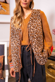 Teddy Camel/leopard gilet