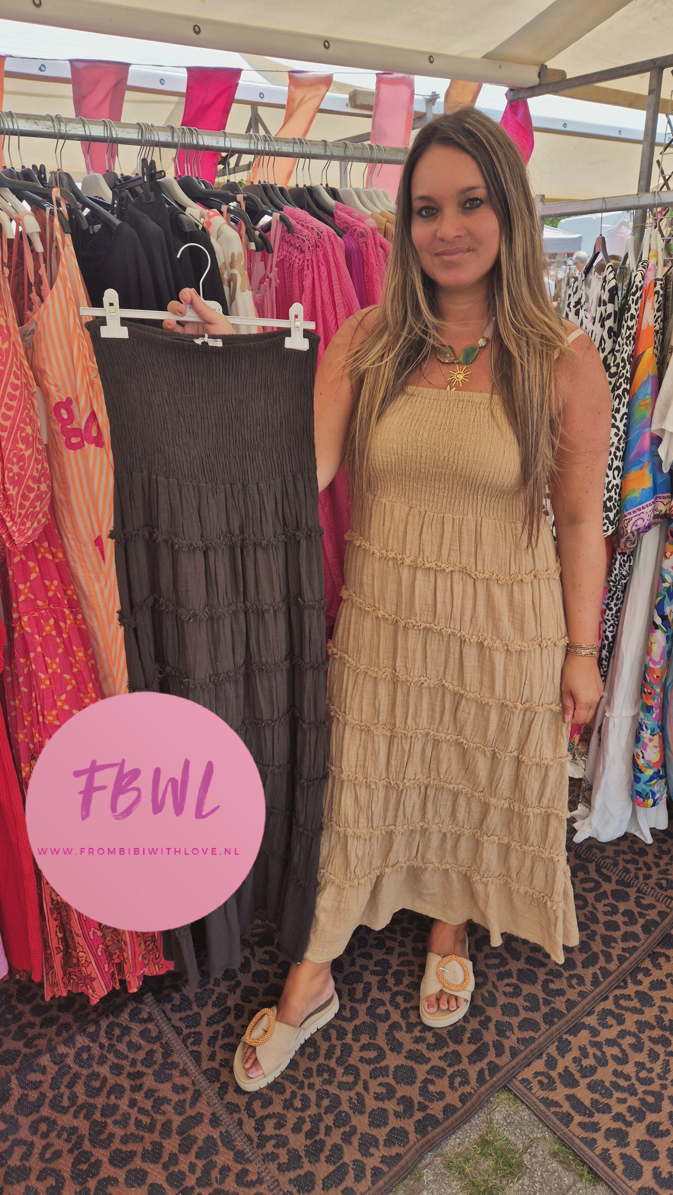 Strapless boheme jurk