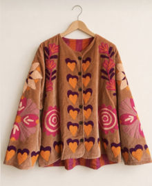 Velvet zalmroest jacket (pantervoering)